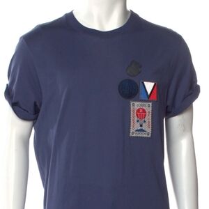 Gucci Navy Graphic Tee with Patches